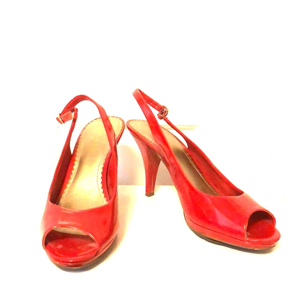 Laura Ashely peep toe sling backs